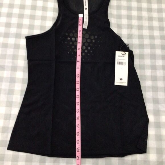 Karma black sheer sports top sleeveless racer back cover lightweight size Large - Picture 7 of 10